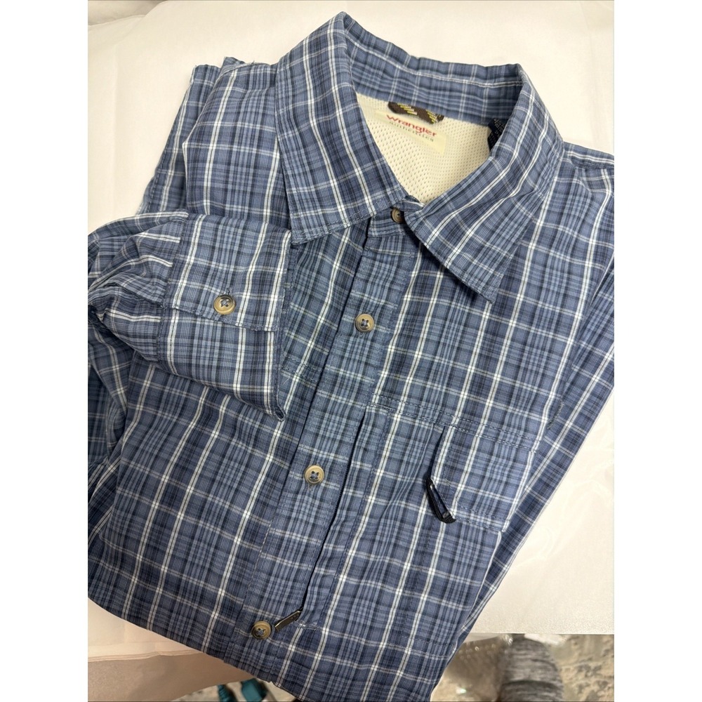 Wrangler Authentic Men's 2XL Plaid LS Button Down Shirt Cotton Vented Pockets